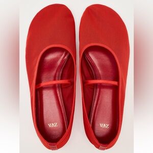 Zara Red Mesh Ballet Flats